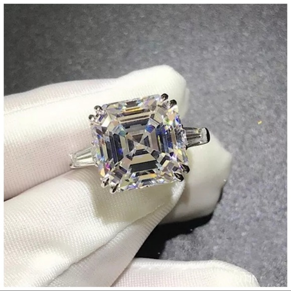 Asscher Cut 6 Carat Simulated Diamond Ring 925 Silver The Doeanne - Picture 8 of 12